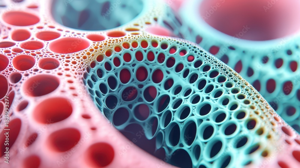 Poster colorful organic structures with bubbles and intricate patterns