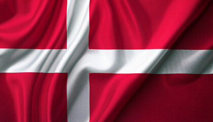 Fototapeta premium National flag of Denmark, silk fabric. Constitution Day. Banner for celebrating Independence Day.