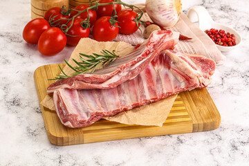 Raw lamb ribs rack for cooking