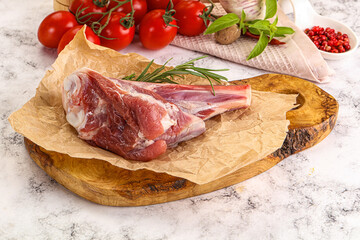 Raw lamb shank for cooking