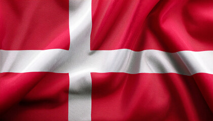 Fototapeta premium National flag of Denmark, silk fabric. Constitution Day. Banner for celebrating Independence Day.