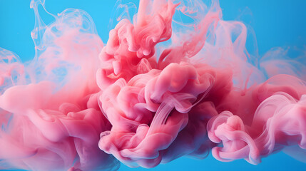 Fototapeta premium Pink smoke with blue background