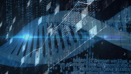 DNA strand with binary coding, processing scientific data in animation format - Powered by Adobe