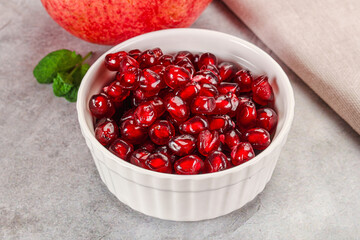 Ripe sweet red pomegranate seeds