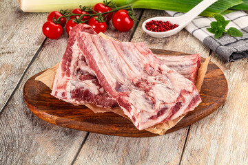 Raw pork ribs for cooking