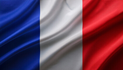 Obraz premium National flag of France silk fabric. Bastille Day. Banner for celebrating Independence Day.