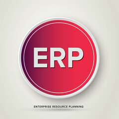 ERP - Enterprise Resource Planning vector structure module construction concept infographics in circle sky Red Gradient