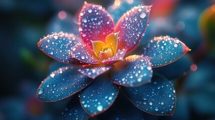 Dew-Kissed Succulent: A Symphony of Colors and Light