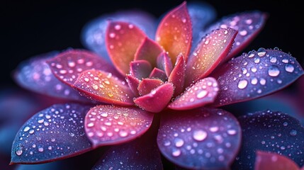 Dew-Kissed Succulent: A Macro Photography of Vibrant Colors
