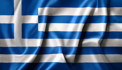 National flag of Greece, silk fabric. Banner for celebrating Independence Day.