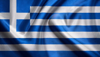 National flag of Greece, silk fabric. Banner for celebrating Independence Day.