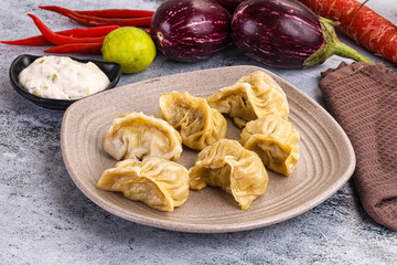 Steamed Nepali Momo stuffed dumplings