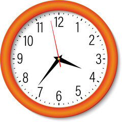 Classic Round Wall Clock with Orange Frame