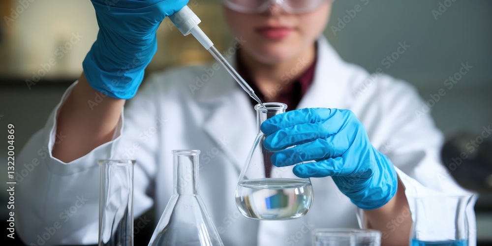 Poster scientist conducting experiment in laboratory