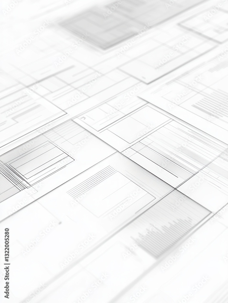 Poster sleek uiux wireframe background showcasing transparent elements and floating design mockups for digi