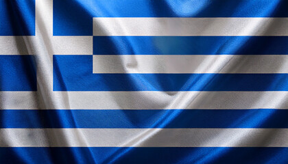 National flag of Greece, silk fabric. Banner for celebrating Independence Day.
