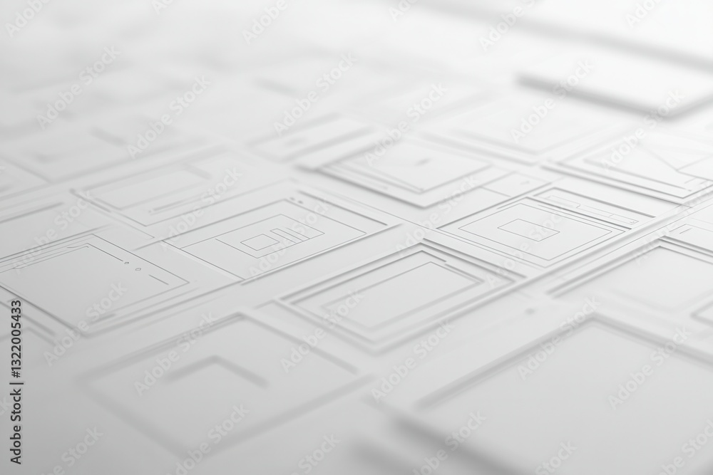 Poster sleek uiux wireframe design with transparent elements and grid lines for digital branding
