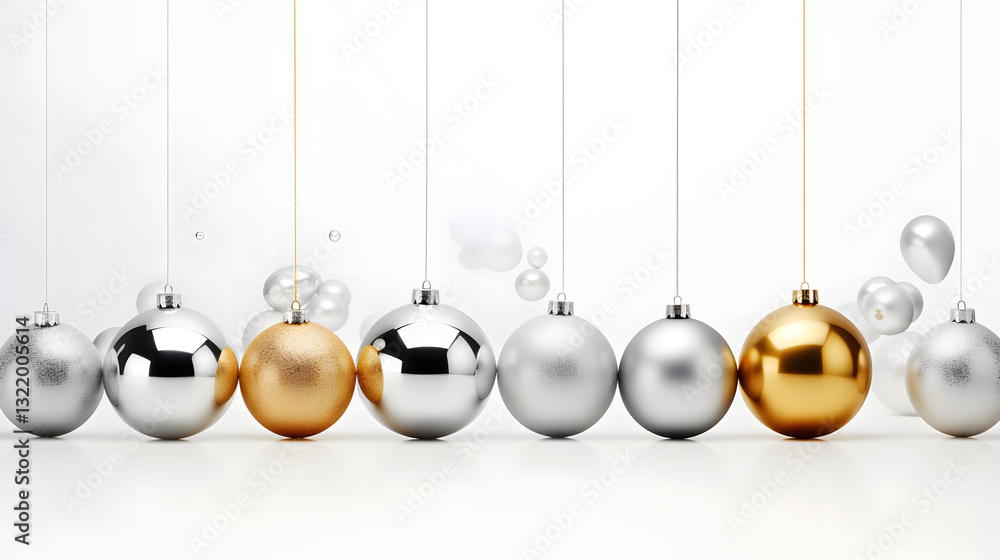 Poster a row of christmas ornaments hanging from a string