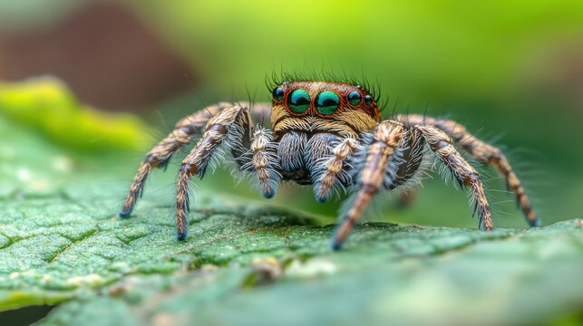 a close up of a jumping spider Hyllus