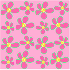 pattern pink with flowers vector