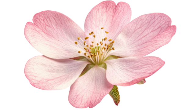 Pink almond flower blossoming with transparent background