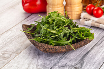 Fresh green ruccola salad leaves