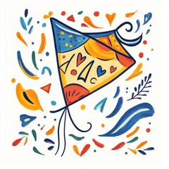 Fototapeta premium Colorful Kite Illustration Artistic Design Fun Summertime Activity Childrens Decor
