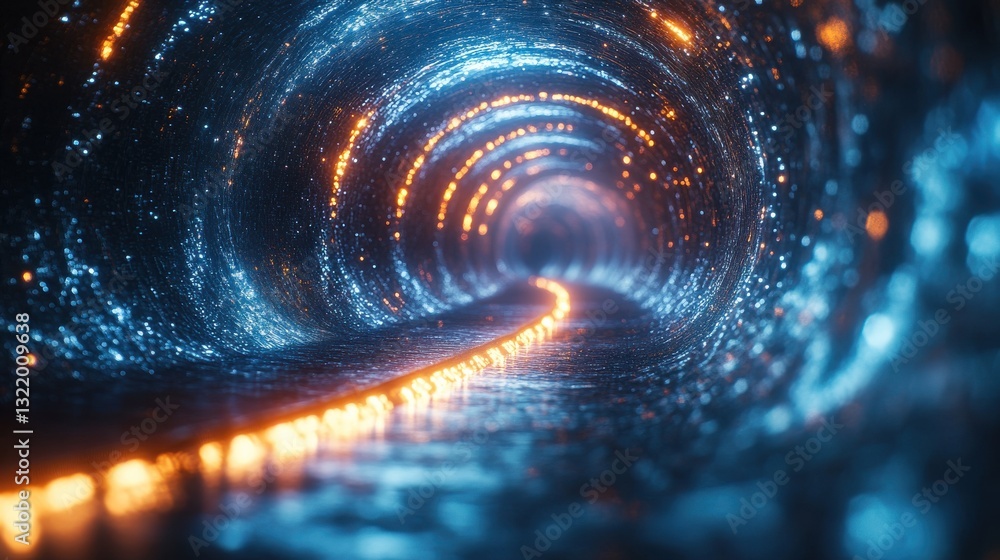Aufkleber journey through a shimmering tunnel of light and color leading to an unknown destination that ignite