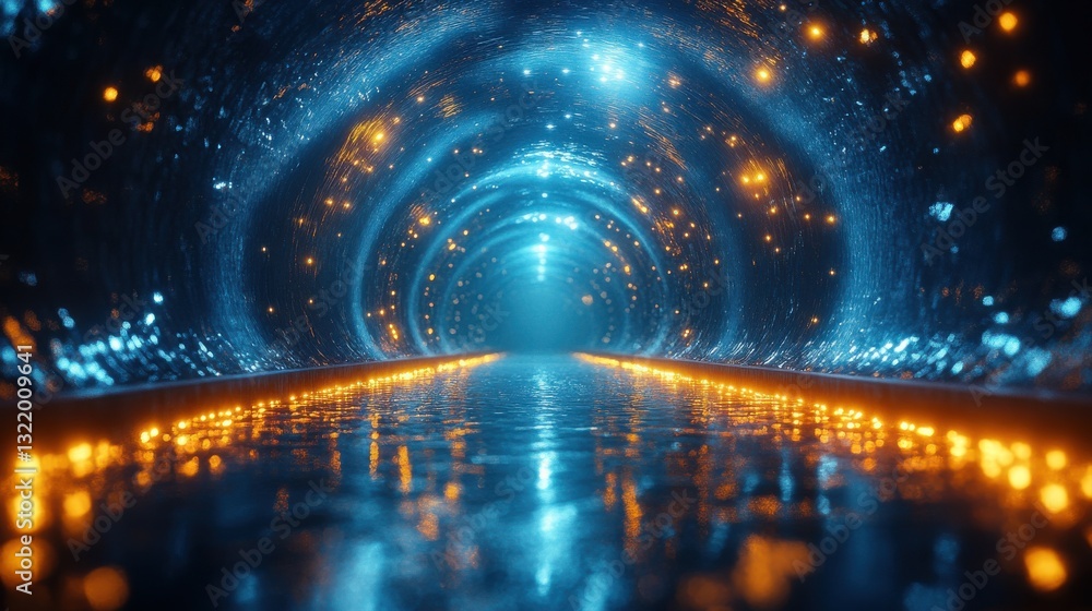 Aufkleber shimmering pathway illuminates the depths of a surreal tunnel, blending science fiction with stunnin