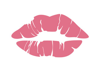 Pink lipstick kiss imprint design. Vector illustration