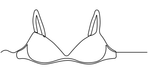 Webcontinuous line art of clothes hanger hand and bra, Bathing Suit Bikini Single Line Drawing with Editable Stroke, Continuous one simple single line drawing of push up bra icon in silhouette on. 