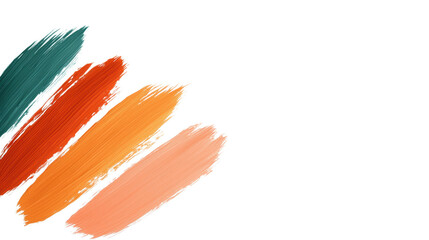 Colorful paint strokes in various shades create vibrant and artistic background. dynamic arrangement of teal, orange, and peach hues adds creative touch to any design project