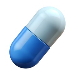 3D Blue and White Capsule Pill Icon. Blue and White Capsule. Capsule Icon.