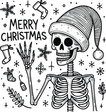 Funny Skeleton Christmas SVG &ndash; Spooky & Festive Holiday Design