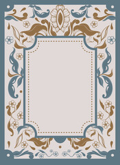 Ornate floral certificate frame. Vector illustration
