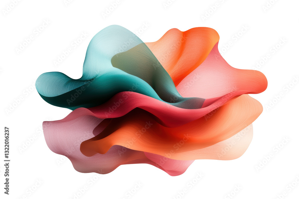 Poster colorful abstract waves in soft hues create dynamic and fluid design, evoking sense of movement and 