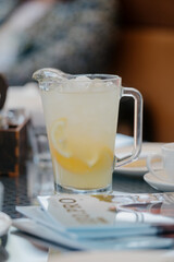 Cold refreshing lemonade with ice