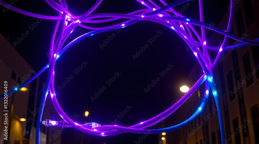 Poster illuminating street: a mesmerizing display of vibrant neon lights, twisting and turning to create an