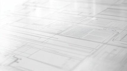 Sleek wireframe design showcasing digital mockups with transparent elements and soft grid lines for modern UIUX branding