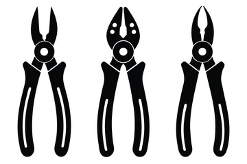 cutting pliers icon set 