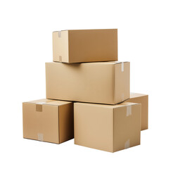 Stack of cardboard boxes with transparent background for e-commerce
