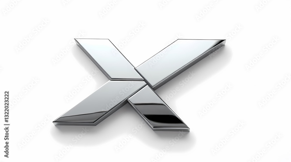 Poster abstract metallic x: a modern, abstract composition showcasing a metallic letter 