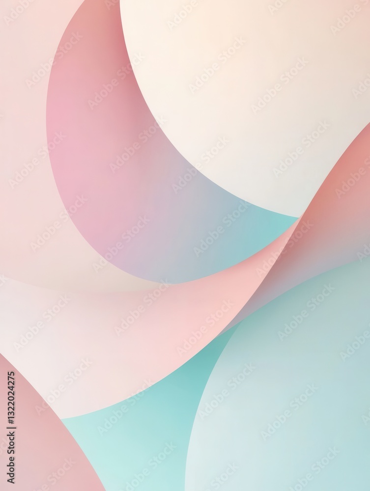 Aufkleber Modern minimalist design with soft overlapping geometric shapes in light pastel tones and smooth gradients for creative applications