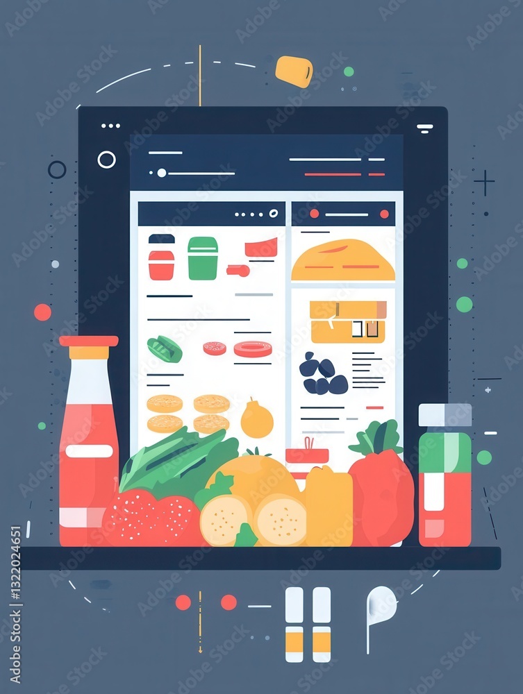 Leinwandbilder online grocery order summary displayed on a digital screen with a modern and professional layout