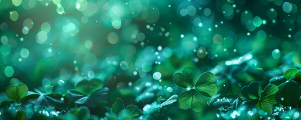 A green background with a bunch of clovers