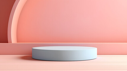 A white and grey sculpture is on a pink background