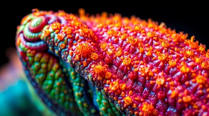 Rainbow coral reef : Captivating close-up view of vibrant rainbow coral reef teeming with colorful details and textures. A celebration of the beauty and diversity of underwater life