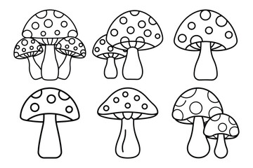 Mushrooms sets icon vector on White Background ,Vector Art Illustration on white background.