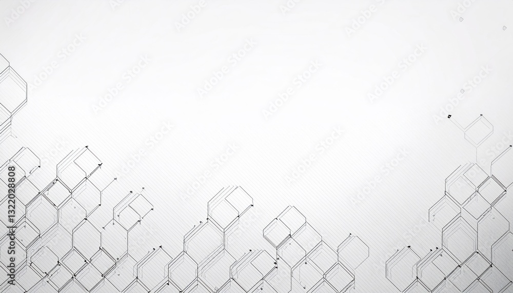 Aufkleber abstract futuristic hexagonal molecular structure with connecting lines and nodes on a white background, ideal for technology, science, and innovation