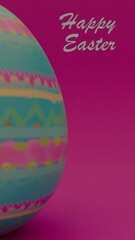 Colorful Easter Egg with Decorative Patterns on Pink Background: Ideal for Festive Season and Spring Projects